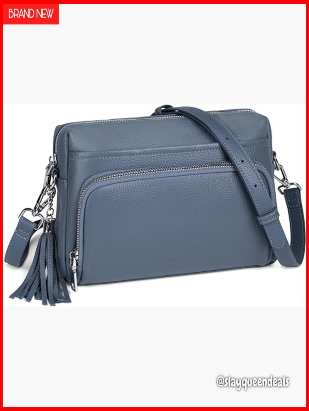 Genuine Leather Crossbody Bag with RFID Wallet, Adjustable Strap, Multi-Pocket